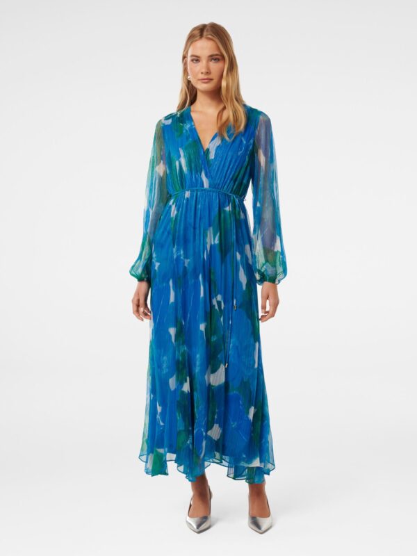 August Printed Plisse Midi Dre