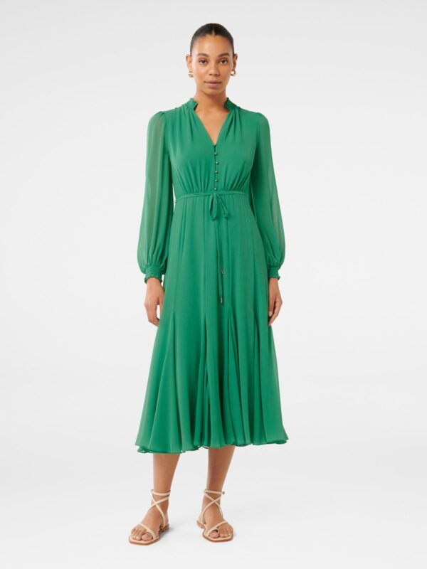 Cassidy Shirred Neck Midi Dres