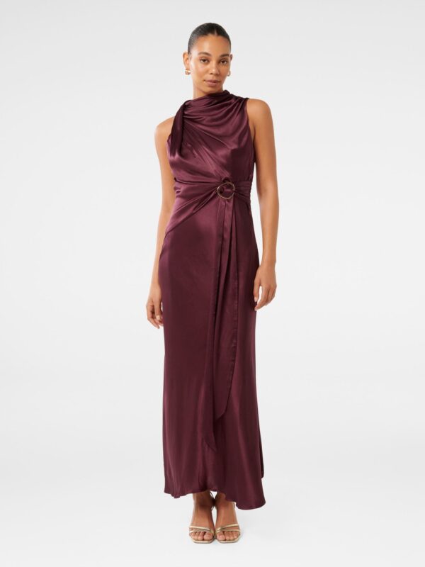 Cassie Satin Draped Midi Dress