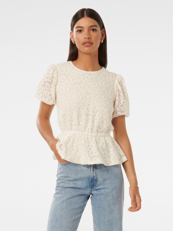 Melinda Crochet Lace Peplum To