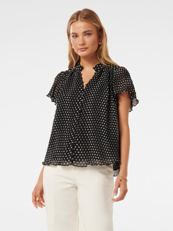 Yvonne Flutter Trim Spliced Bl